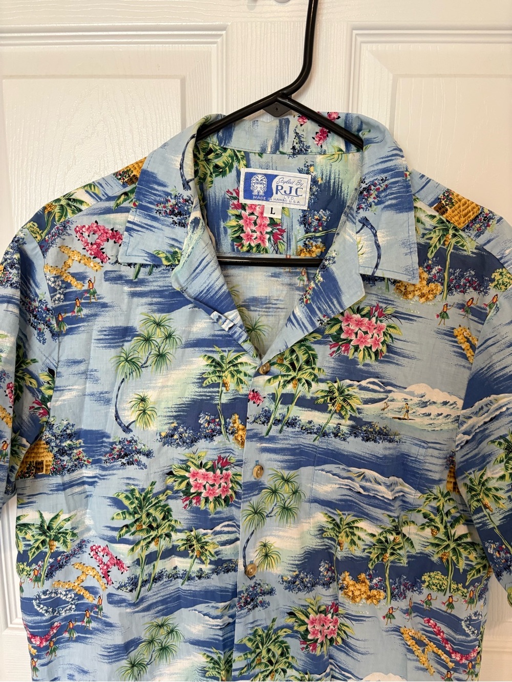 RJC Light Blue Tropical Floral Camp Shirt - Men - Picture 6 of 8